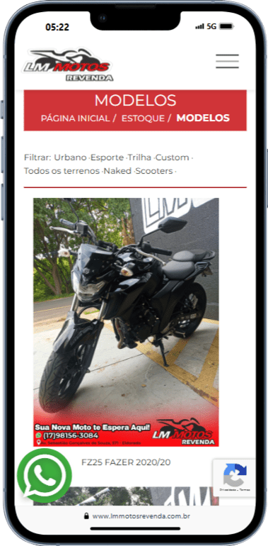 Site de loja de moto LM motos